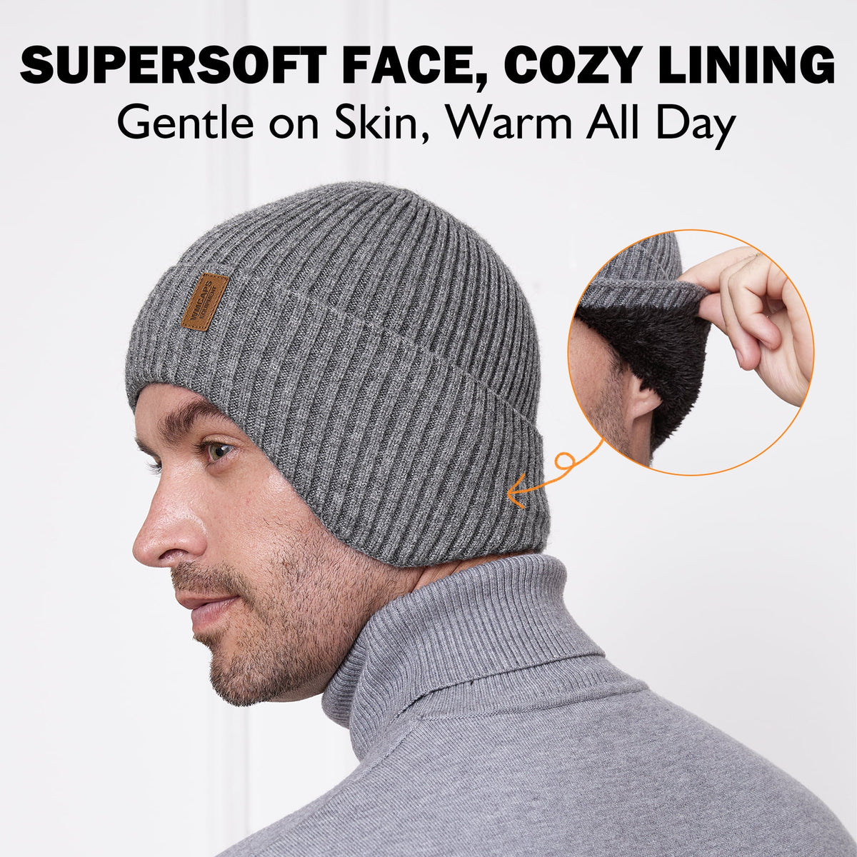 WMCAPS fleece-lined beanie with ear flaps, view 3