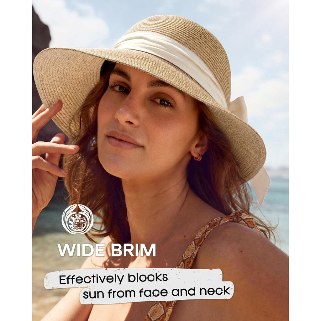FURTALK packable straw sun hat, view 3
