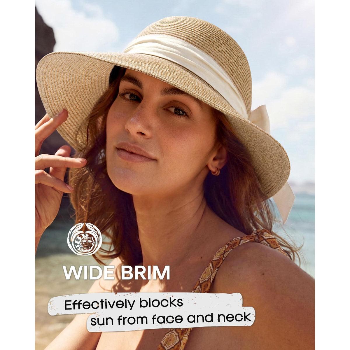 FURTALK packable straw sun hat, view 3