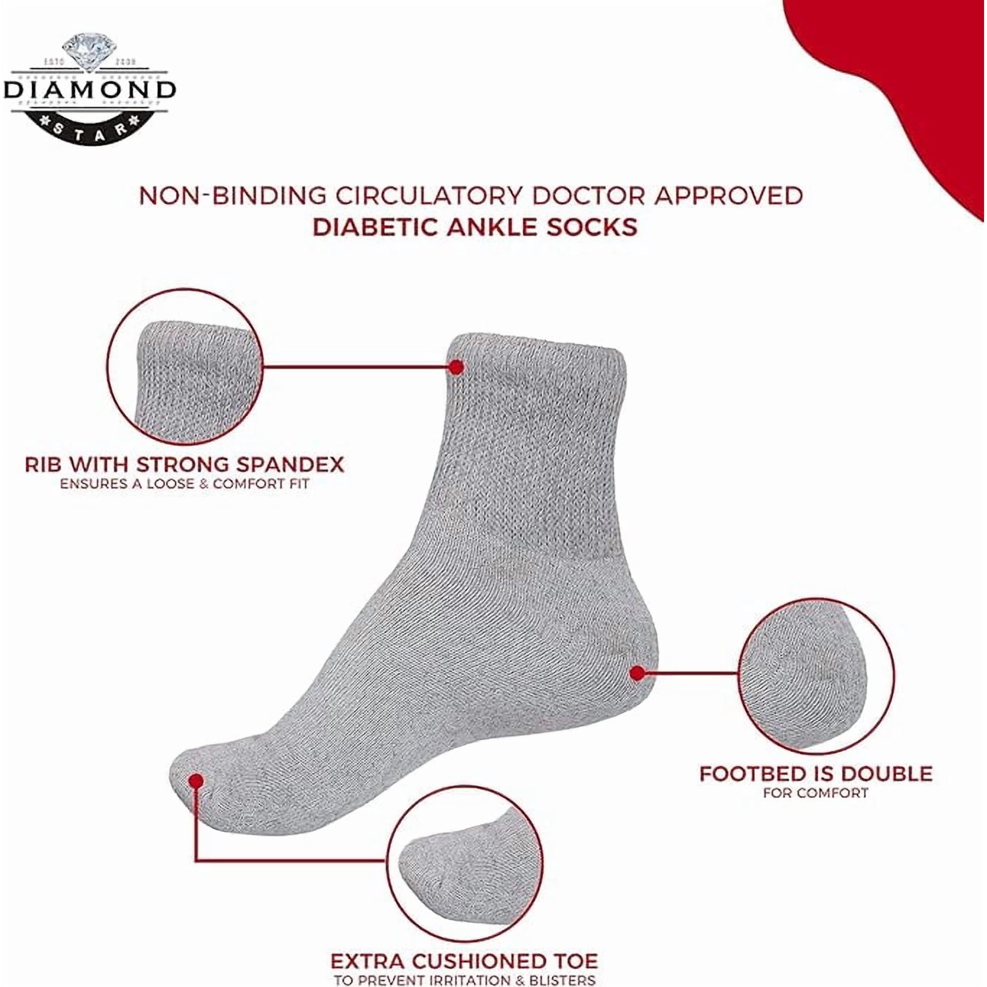 Diamond Star non-binding diabetic ankle socks 3 pairs, view 3