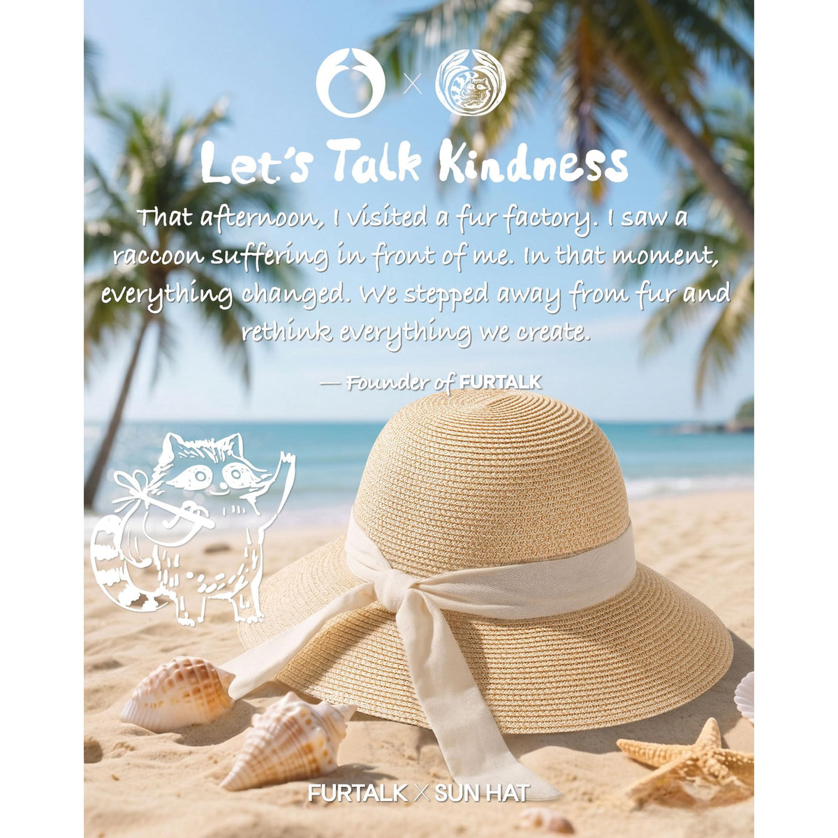 FURTALK packable straw sun hat, view 4