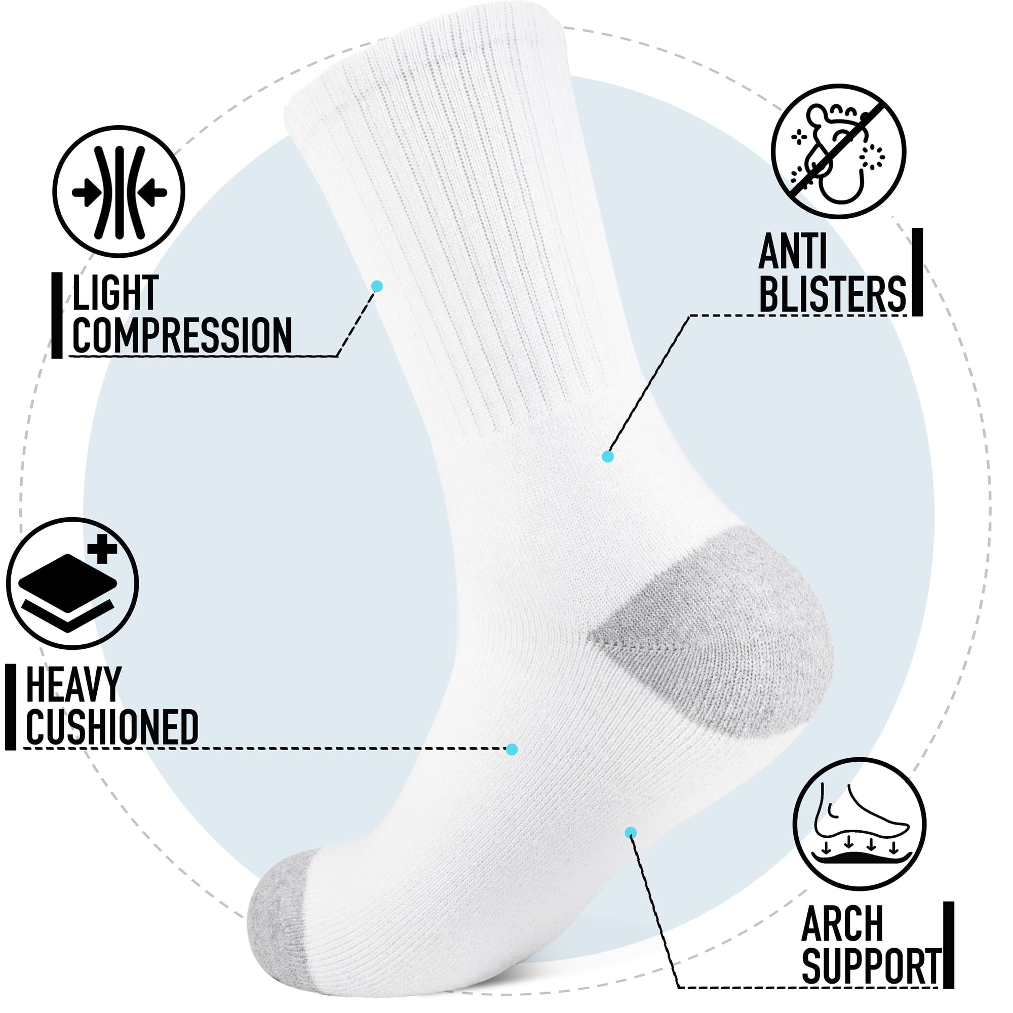 NevEND cotton crew socks 6 pairs, view 3