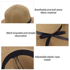BCOOSS foldable straw sun hat in khaki, view 3