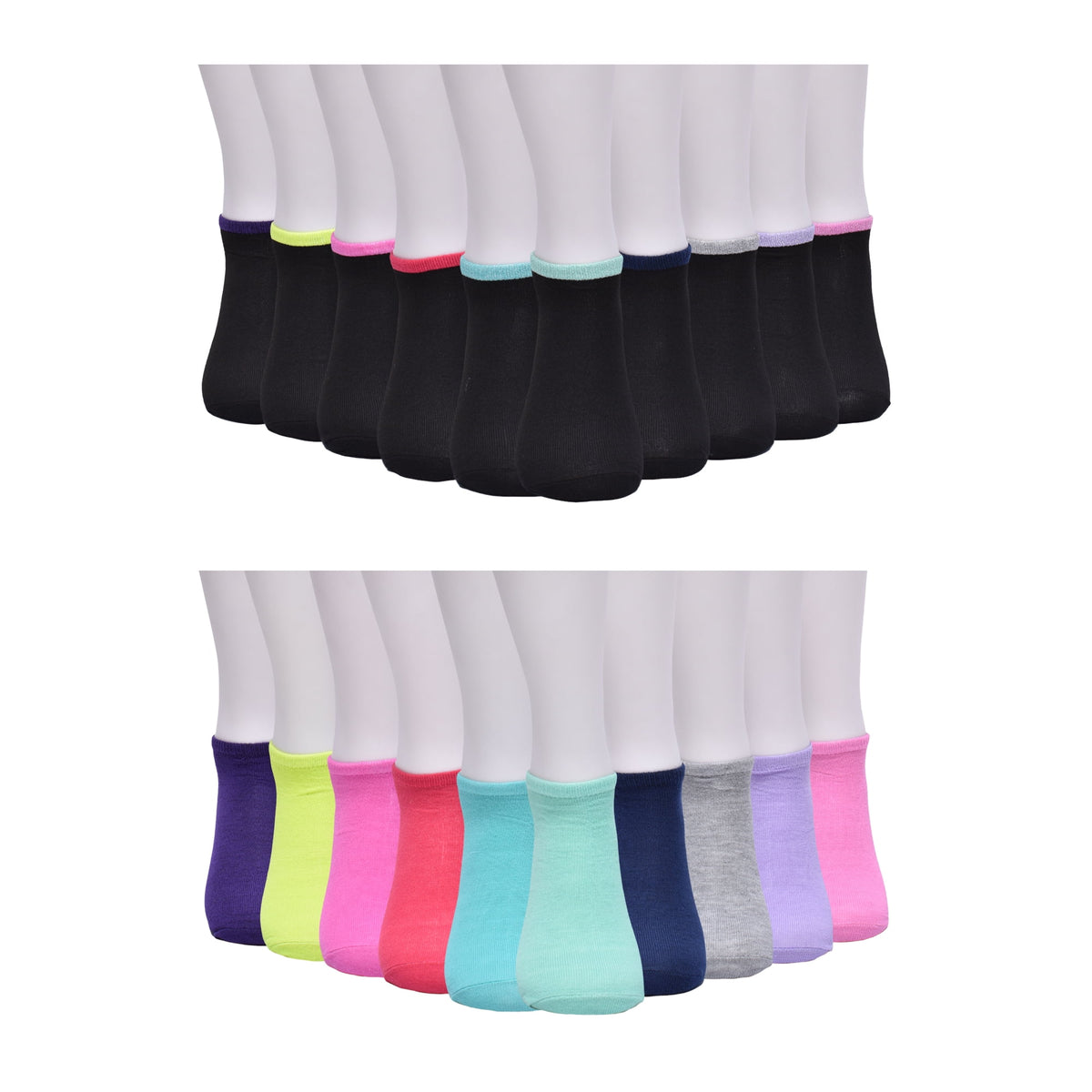 Wonder Nation girls' no-show socks 20 pairs, view 4