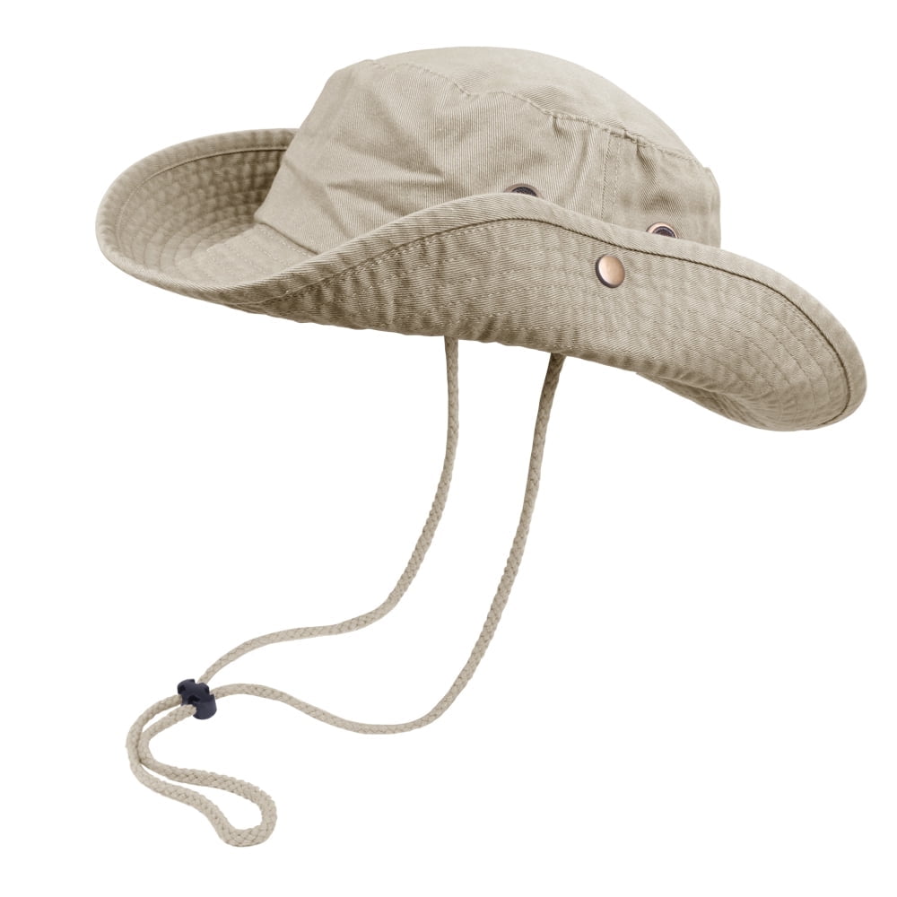 TZ Promise cotton wide brim bucket hat with adjustable chin string