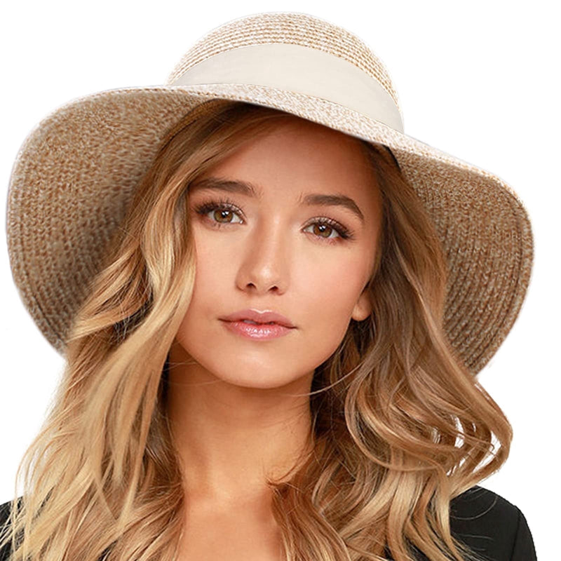 FURTALK women's packable wide-brim straw sun hat