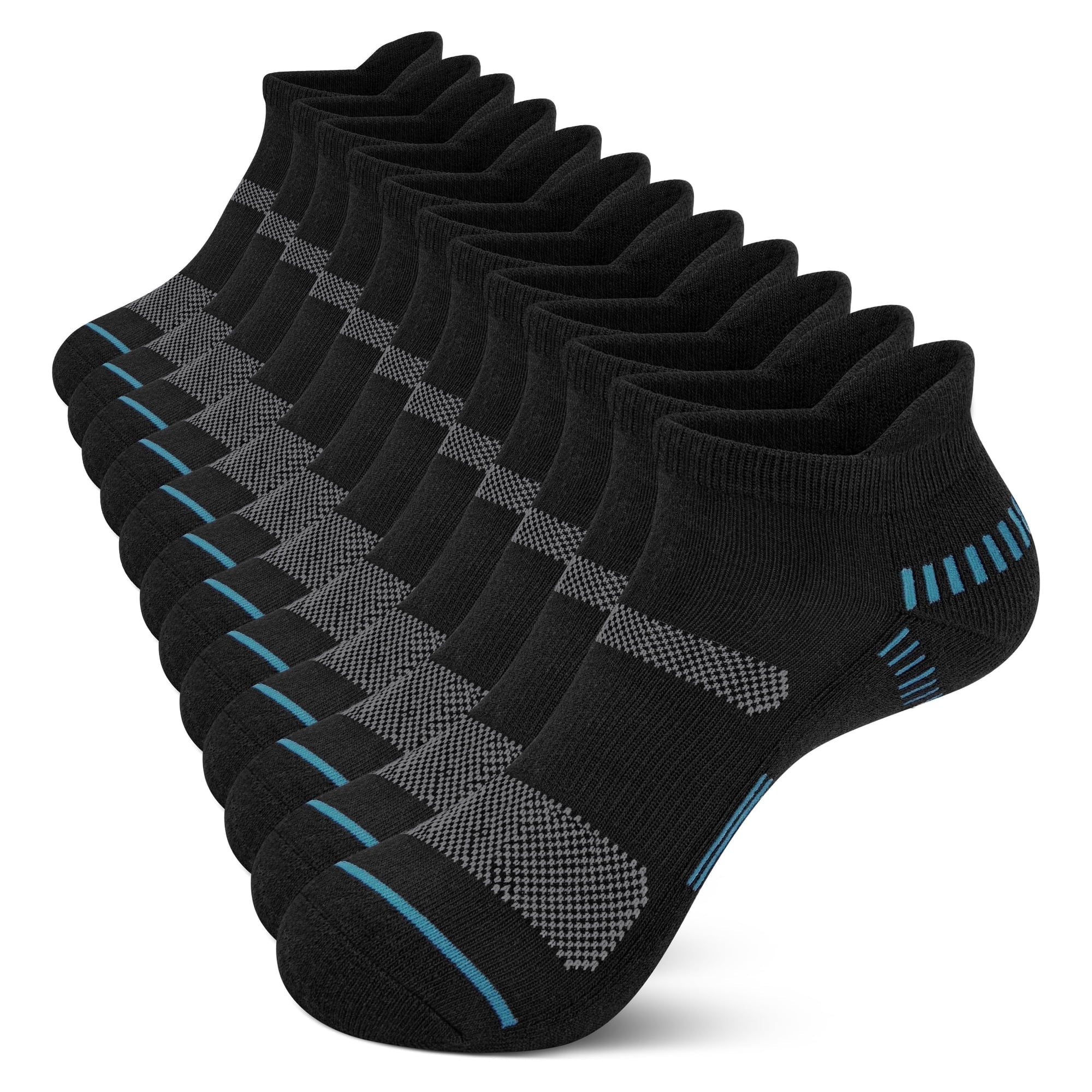 Loritta men's black cushioned ankle socks, 6 pairs
