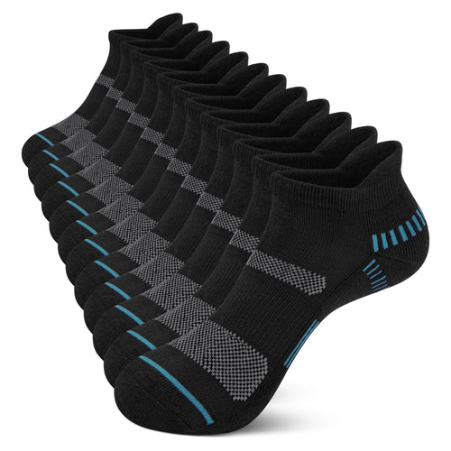 Loritta men's black cushioned ankle socks, 6 pairs
