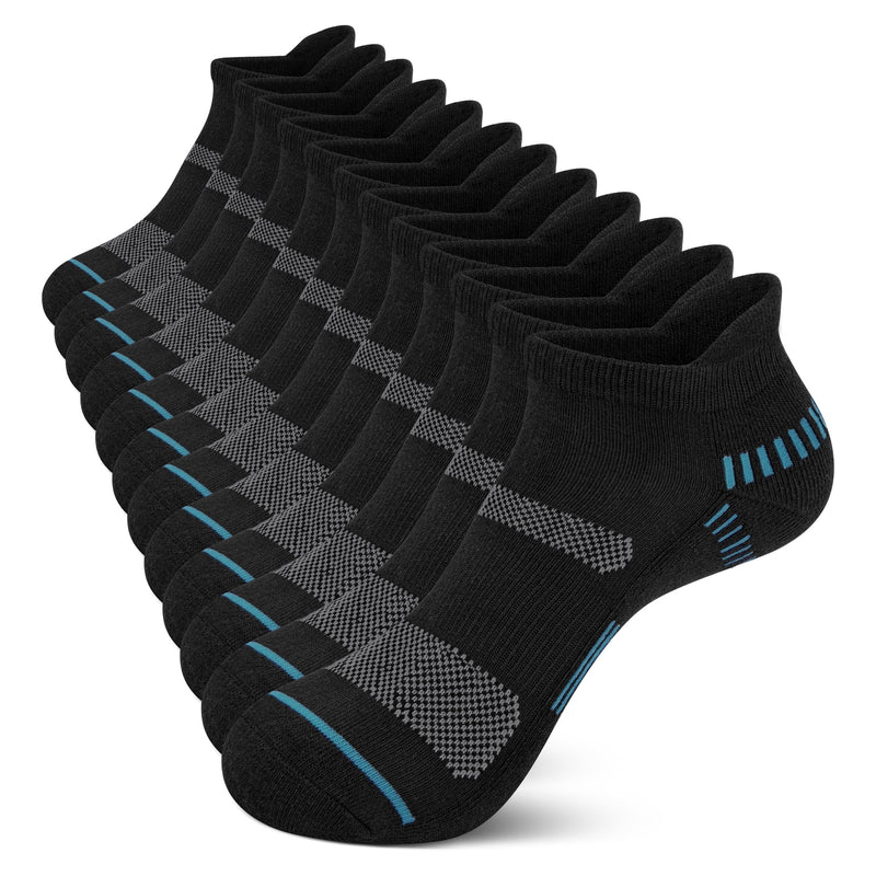 Loritta men's black cushioned ankle socks, 6 pairs