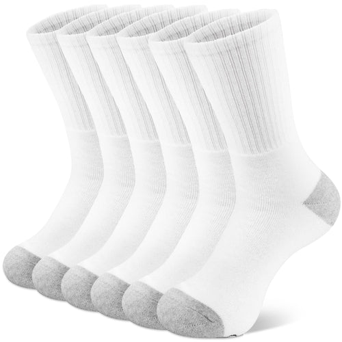 NevEND white cotton athletic crew socks, 6 pairs