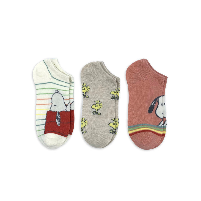 Peanuts Snoopy and Woodstock no-show socks for women, 3 pairs
