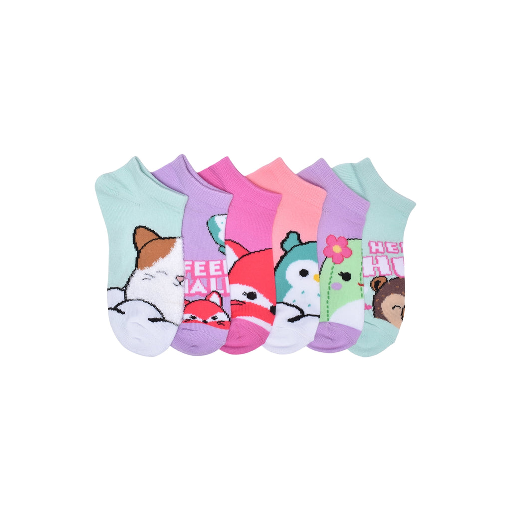 Squishmallows girls' no-show socks in character prints, 6 pairs