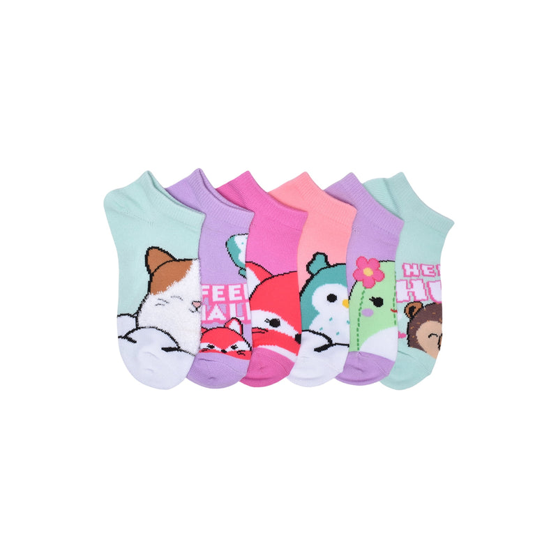 Squishmallows girls' no-show socks in character prints, 6 pairs