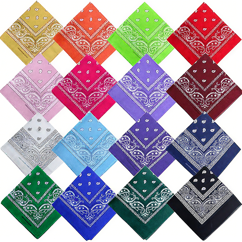 ZHUYING paisley bandanas in mixed colors, 16 pack