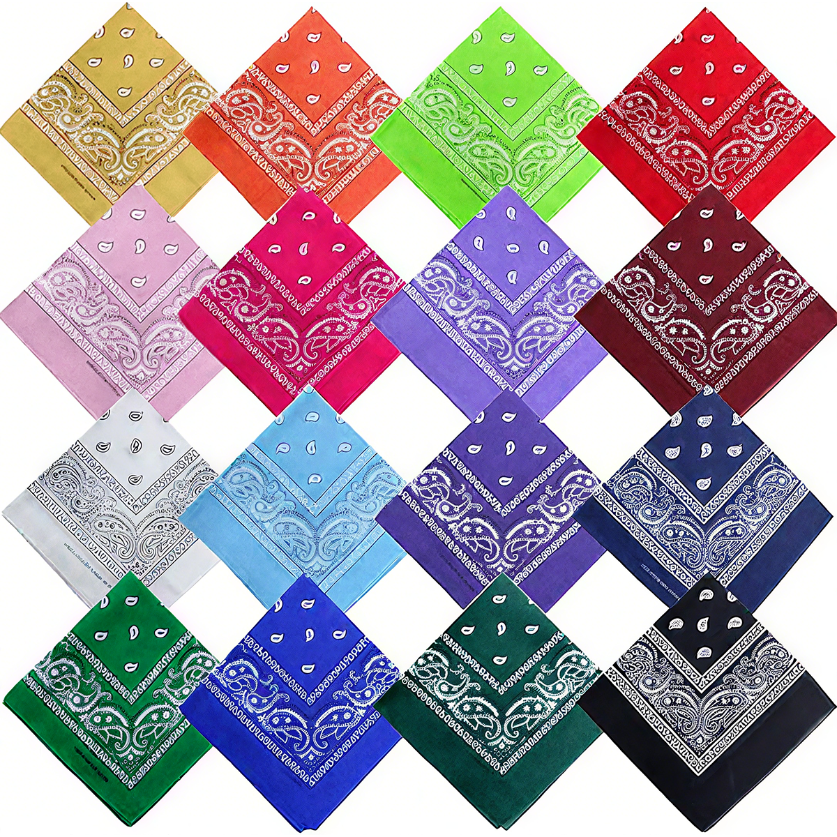 ZHUYING paisley bandanas in mixed colors, 16 pack