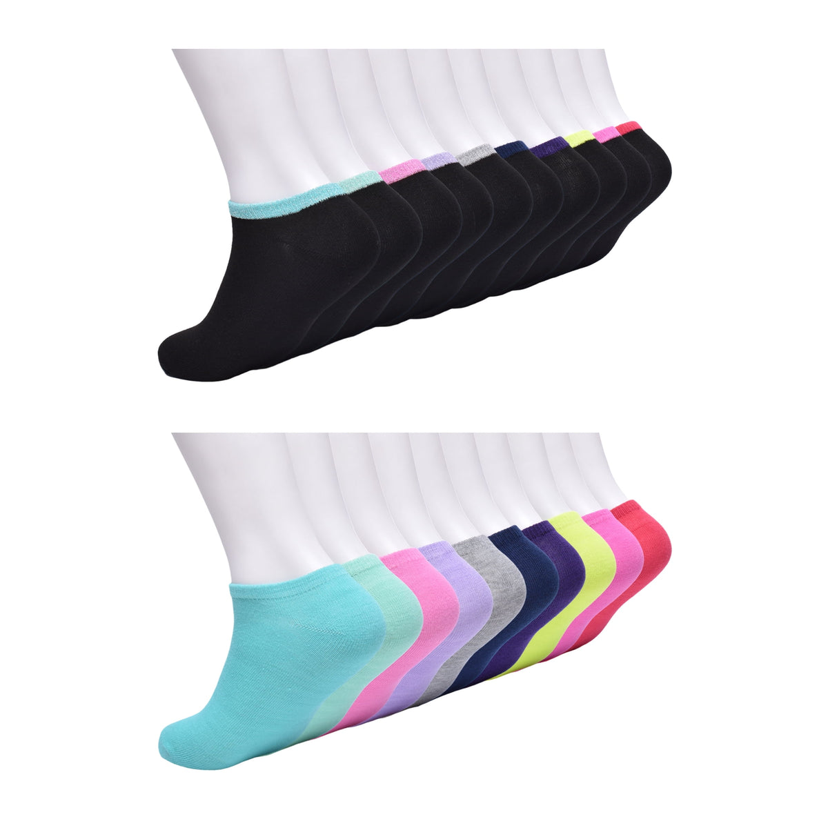 Wonder Nation girls' no-show socks 20 pairs, view 3