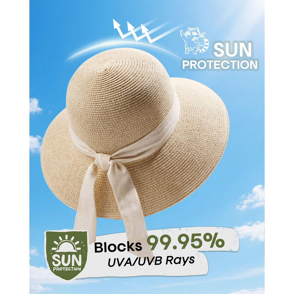 FURTALK packable straw sun hat, view 2