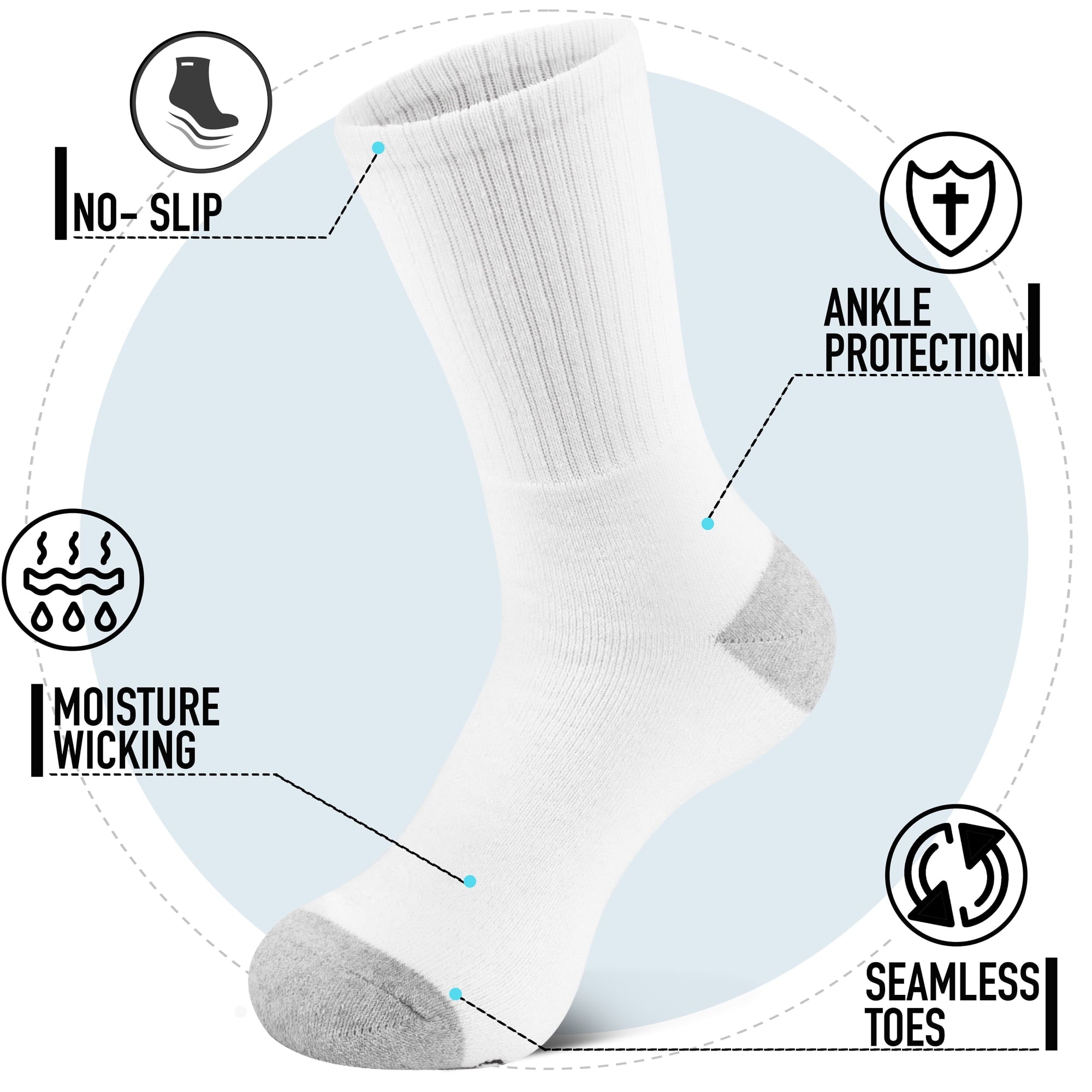 NevEND cotton crew socks 6 pairs, view 2